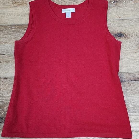 Christopher & Banks Womens Knit Sleeveless tank top red Cotton Blend Size Small - Picture 5 of 11